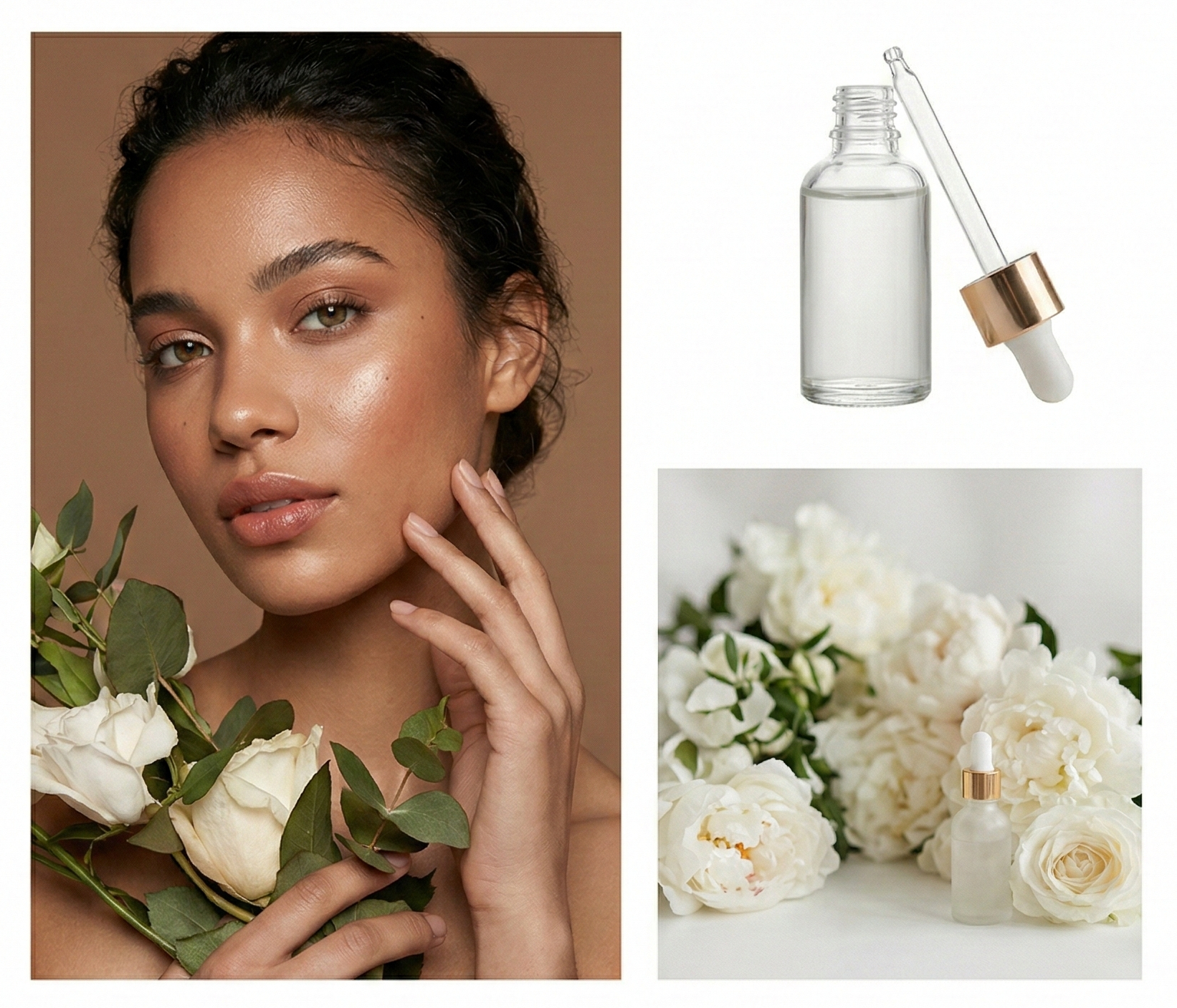 Woman with skincare products