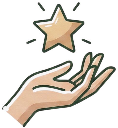 Hand holding star illustration